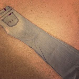 Light wash super flare denim